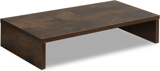20 inch Wood Monitor Stand Riser, Desktop Riser Shelf, Rustic Brown