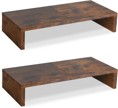 20 inch Wood Monitor Stand Riser, Desktop Riser Shelf, Rustic Brown