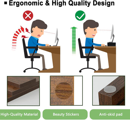 20 inch Wood Monitor Stand Riser, Desktop Riser Shelf, Rustic Brown