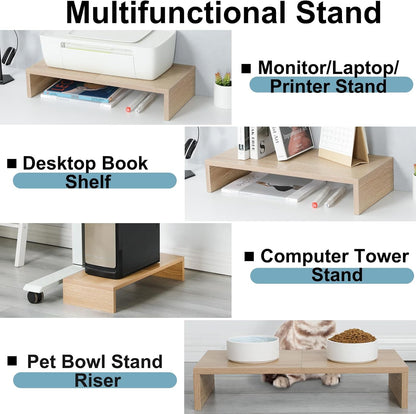20 inch Wood Monitor Stand Riser, Desktop Riser Shelf, Rustic Brown