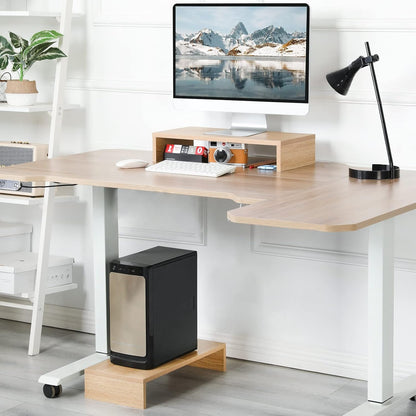 20 inch Wood Monitor Stand Riser, Desktop Riser Shelf, Rustic Brown