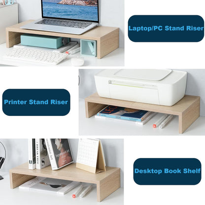 20 inch Wood Monitor Stand Riser, Desktop Riser Shelf, Rustic Brown