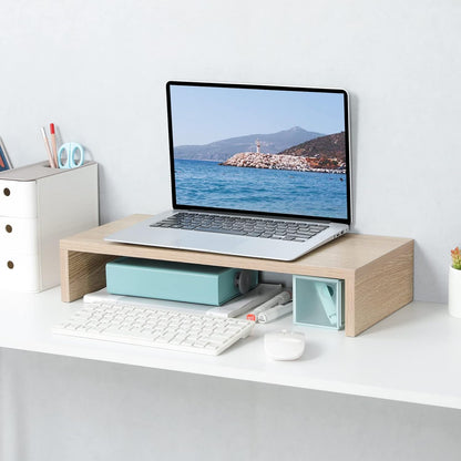 20 inch Wood Monitor Stand Riser, Desktop Riser Shelf, Rustic Brown