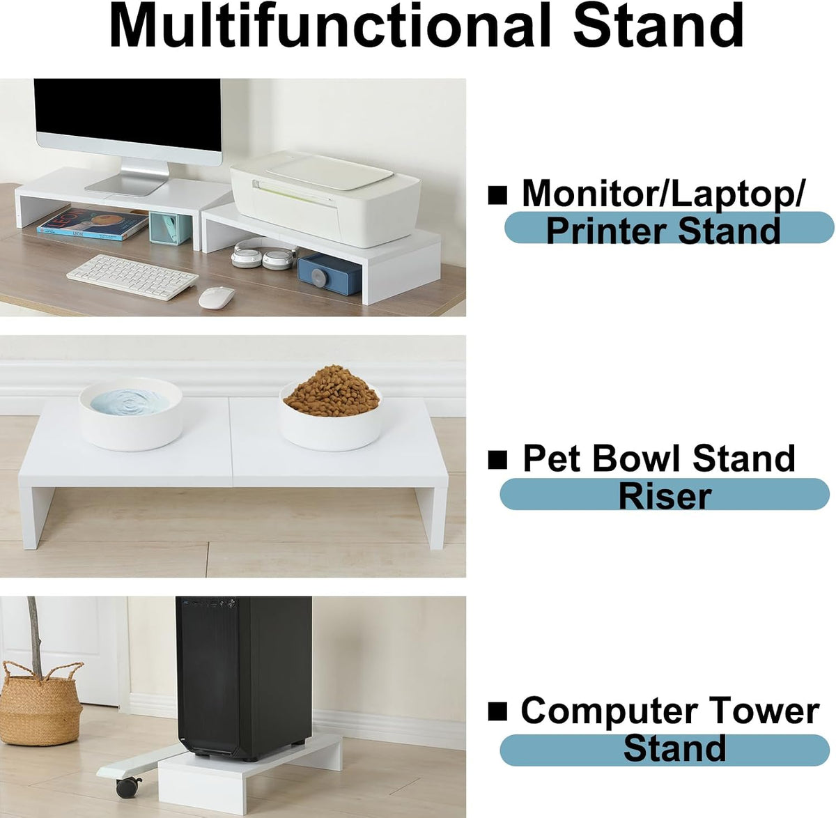 20 inch Wood Monitor Stand Riser, Desktop Riser Shelf, Rustic Brown