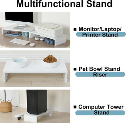 20 inch Wood Monitor Stand Riser, Desktop Riser Shelf, Rustic Brown