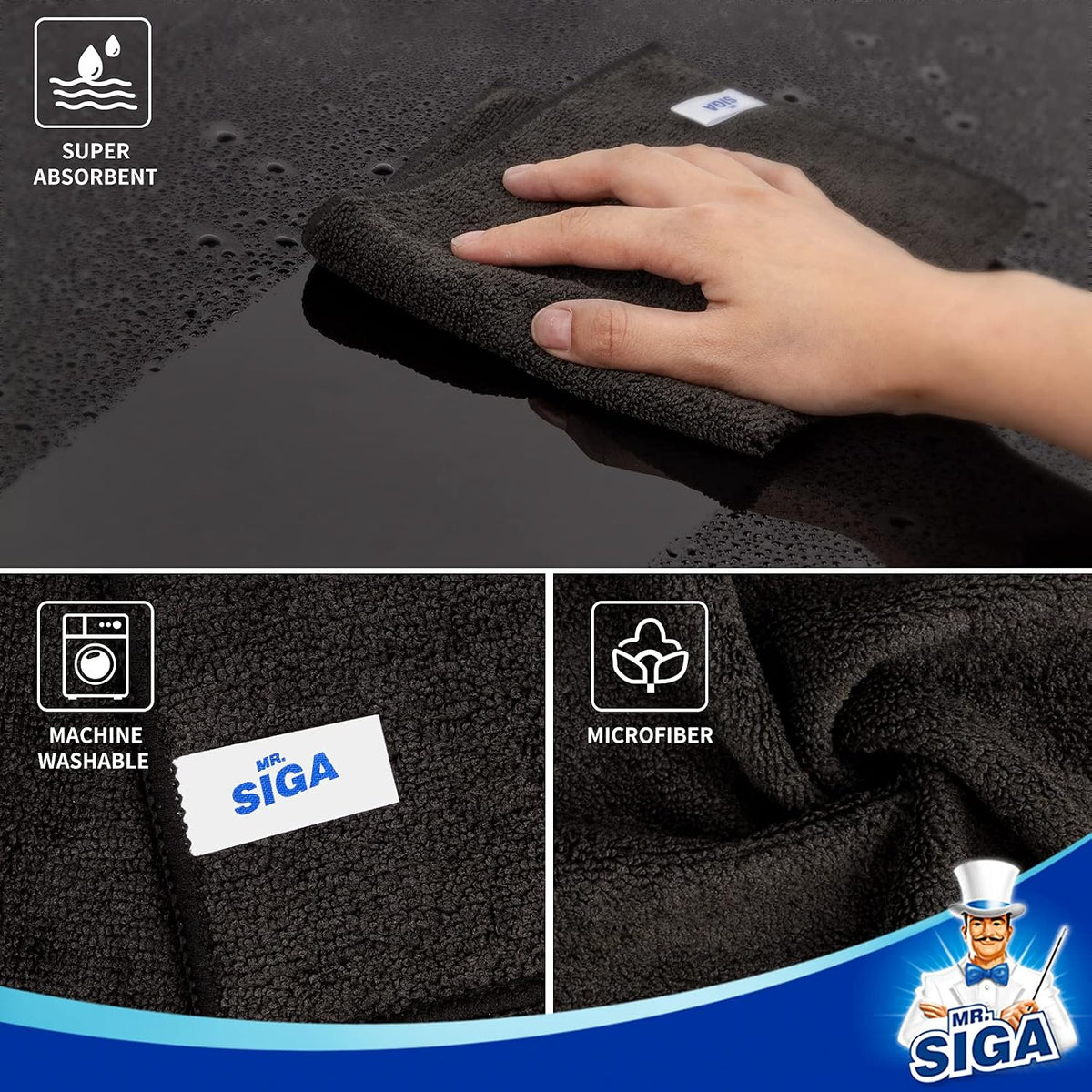 Microfiber Cleaning Cloths, Streak Free Microfiber Towels, 12 Pack
