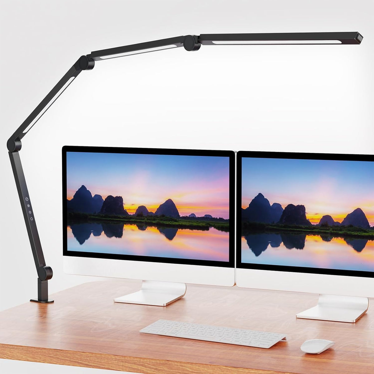 Bright LED Desk Lamp with Clamp,Eye Caring Architect Led Desk Lights with Adjustable Swing Arm for Office Home,Dimming and Tempering Led Table Light