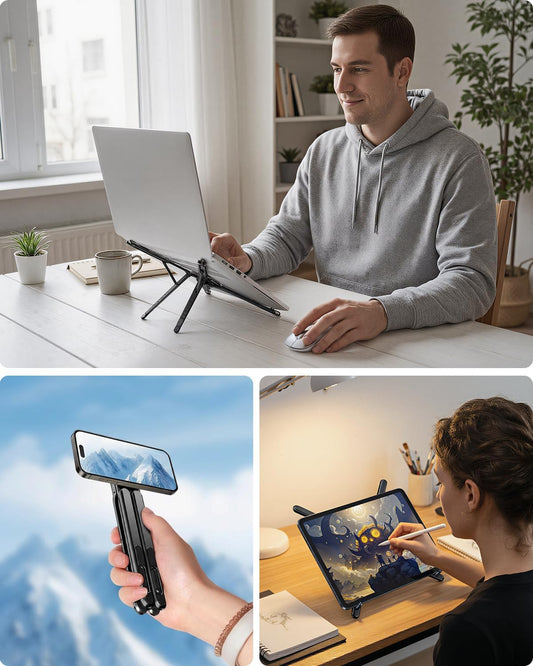 Adjustable Laptop Stand, 3-in-1 Magnetic Stand for Laptop & Tablet