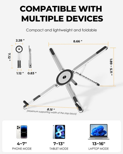 Adjustable Laptop Stand, 3-in-1 Magnetic Stand for Laptop & Tablet