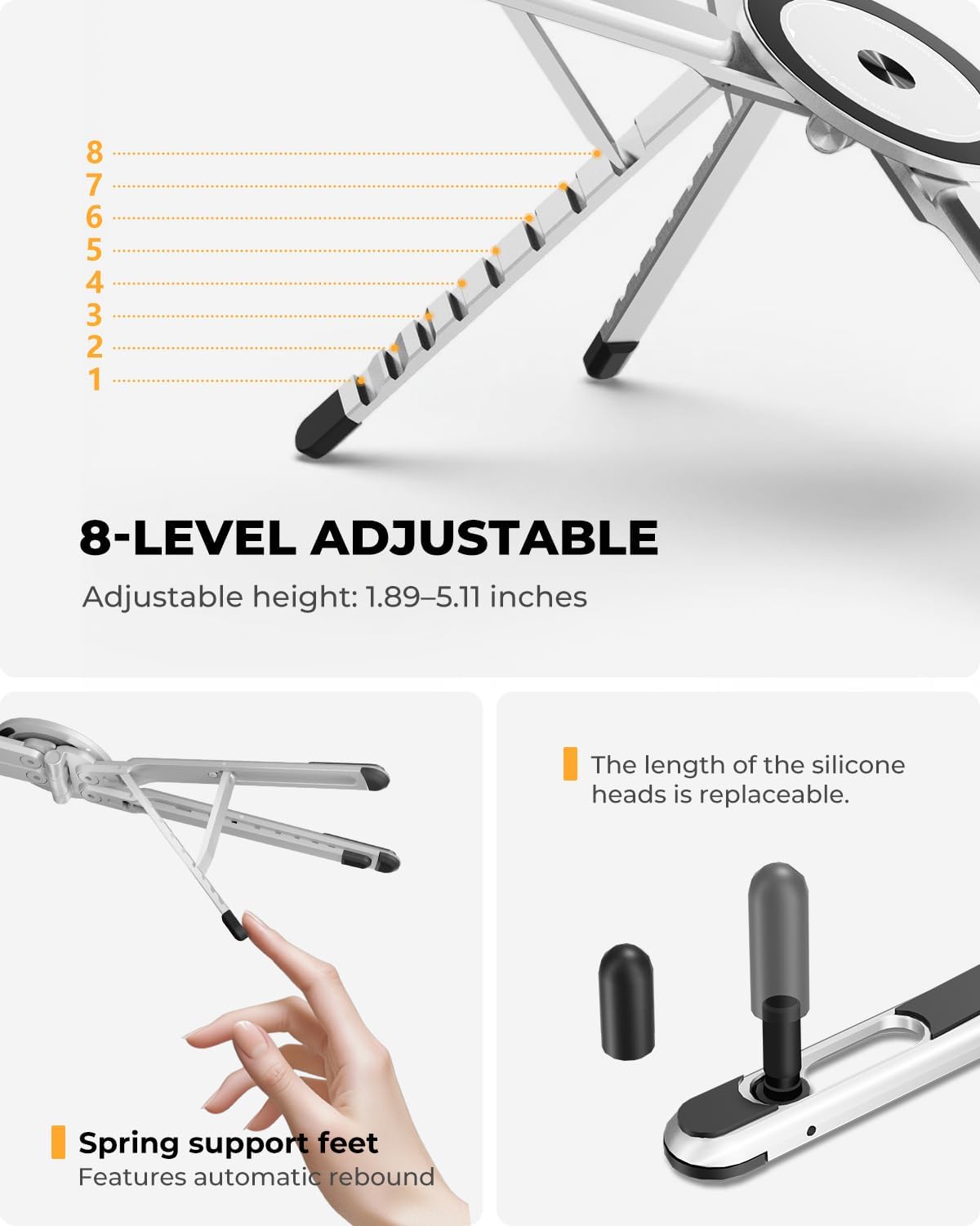 Adjustable Laptop Stand, 3-in-1 Magnetic Stand for Laptop & Tablet