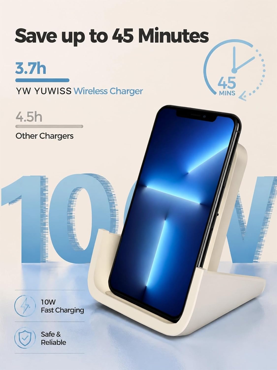 Wireless Charger YUWISS Wireless Charging Stand Cordless Charger 10/7.5/5W Compatible with iPhone 14 13 12/12 /11Pro Max/XR/XS Max/XS/X/8/8Plus Galaxy S22/S21/S9/S9+/S8/S8+ Note