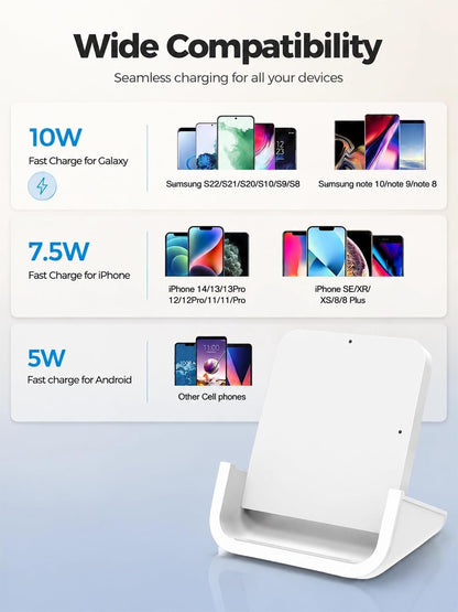 Wireless Charger YUWISS Wireless Charging Stand Cordless Charger 10/7.5/5W Compatible with iPhone 14 13 12/12 /11Pro Max/XR/XS Max/XS/X/8/8Plus Galaxy S22/S21/S9/S9+/S8/S8+ Note