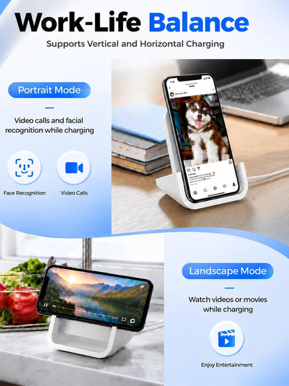 Wireless Charger YUWISS Wireless Charging Stand Cordless Charger 10/7.5/5W Compatible with iPhone 14 13 12/12 /11Pro Max/XR/XS Max/XS/X/8/8Plus Galaxy S22/S21/S9/S9+/S8/S8+ Note
