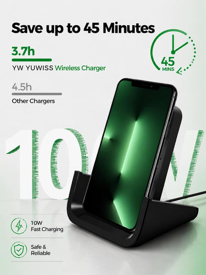 Wireless Charger YUWISS Wireless Charging Stand Cordless Charger 10/7.5/5W Compatible with iPhone 14 13 12/12 /11Pro Max/XR/XS Max/XS/X/8/8Plus Galaxy S22/S21/S9/S9+/S8/S8+ Note