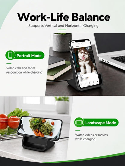 Wireless Charger YUWISS Wireless Charging Stand Cordless Charger 10/7.5/5W Compatible with iPhone 14 13 12/12 /11Pro Max/XR/XS Max/XS/X/8/8Plus Galaxy S22/S21/S9/S9+/S8/S8+ Note