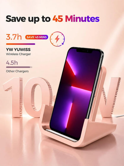 Wireless Charger YUWISS Wireless Charging Stand Cordless Charger 10/7.5/5W Compatible with iPhone 14 13 12/12 /11Pro Max/XR/XS Max/XS/X/8/8Plus Galaxy S22/S21/S9/S9+/S8/S8+ Note