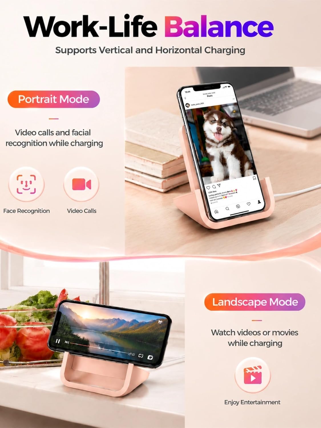 Wireless Charger YUWISS Wireless Charging Stand Cordless Charger 10/7.5/5W Compatible with iPhone 14 13 12/12 /11Pro Max/XR/XS Max/XS/X/8/8Plus Galaxy S22/S21/S9/S9+/S8/S8+ Note