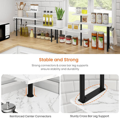 Bathroom Counter Organizer Corner Shelf, Kitchen Countertop Organizer, 3 Tier Wood Counter Shelf Stand for Over The Sink, Coffee Station, Desktop, Black