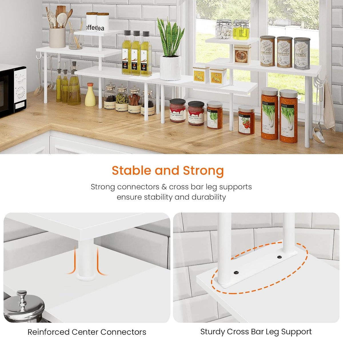 Bathroom Counter Organizer Corner Shelf, Kitchen Countertop Organizer, 3 Tier Wood Counter Shelf Stand for Over The Sink, Coffee Station, Desktop, Black