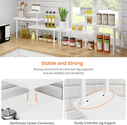 Bathroom Counter Organizer Corner Shelf, Kitchen Countertop Organizer, 3 Tier Wood Counter Shelf Stand for Over The Sink, Coffee Station, Desktop, Black