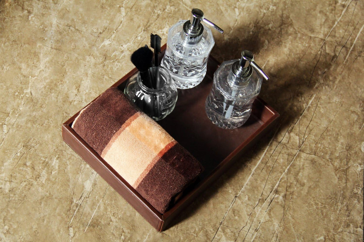 Valet Tray Nightstand Organizer Leather Catchall Tray for Perfume,Jewelry,Key and Remote on Counter or Dresser(Black)