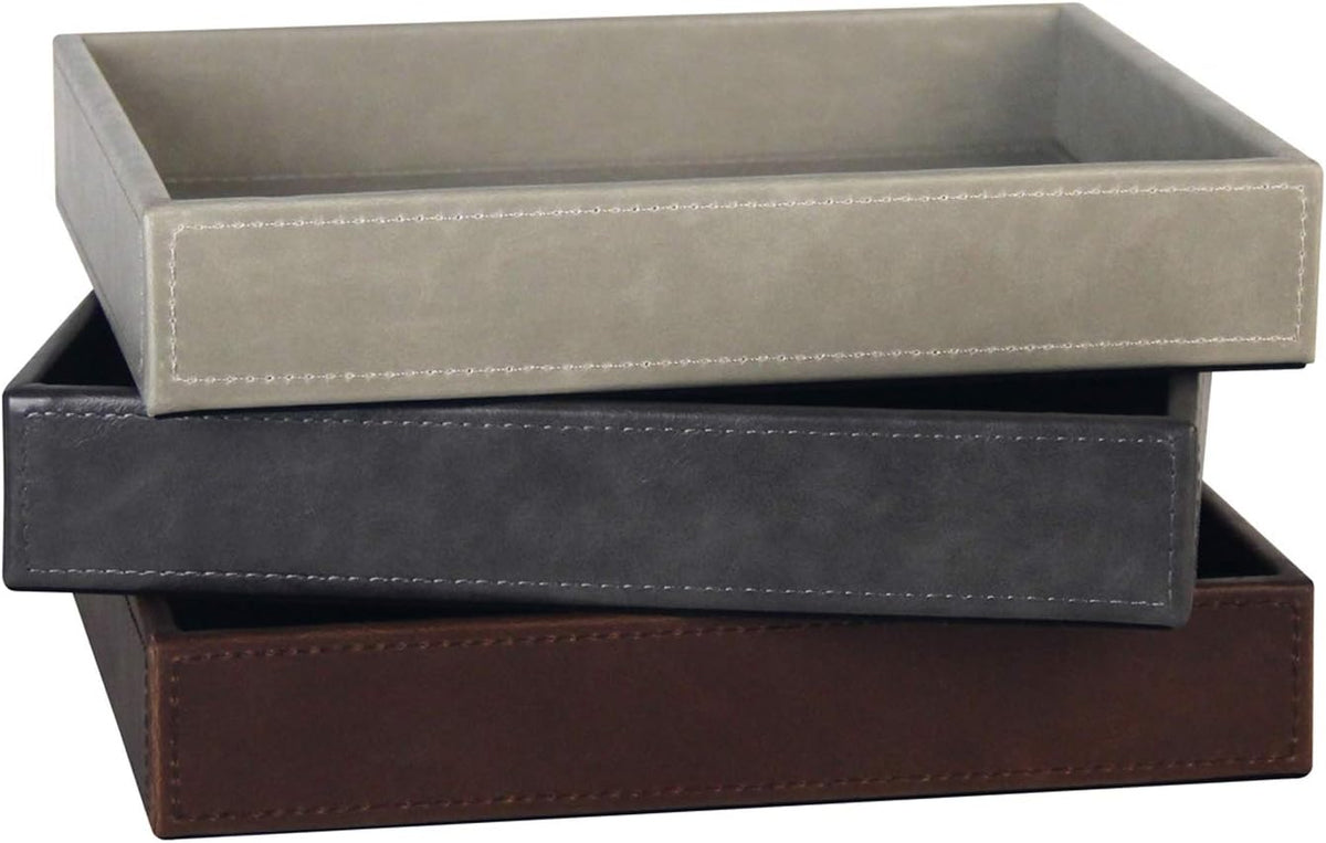 Valet Tray Nightstand Organizer Leather Catchall Tray for Perfume,Jewelry,Key and Remote on Counter or Dresser(Black)