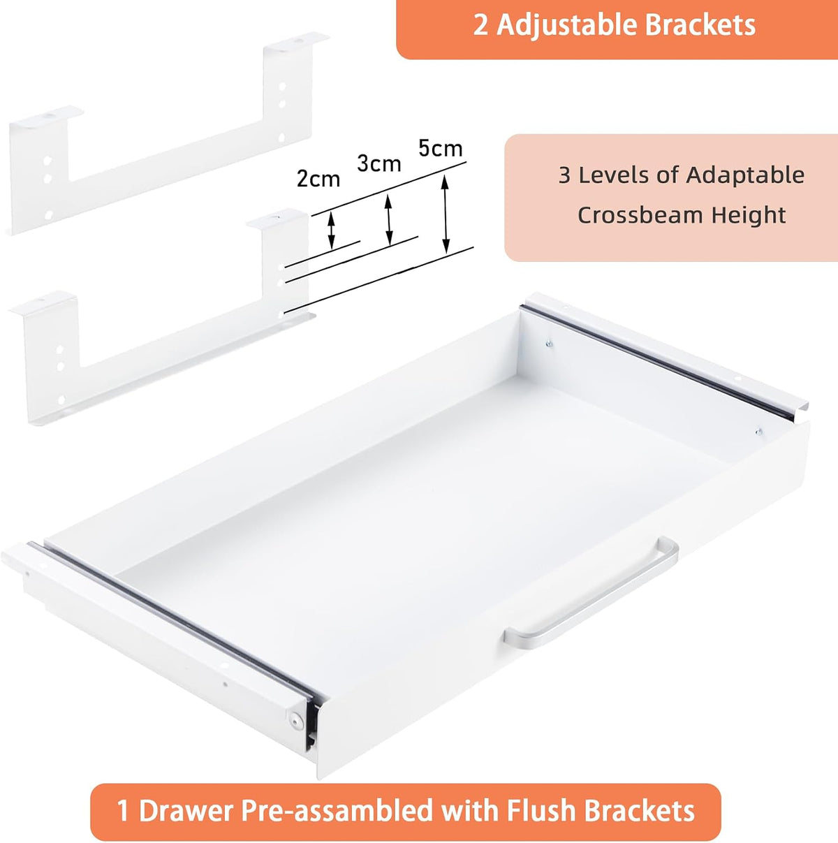 Under Desk Drawer Organizer 21", Large Desk Pencil Storage Drawer