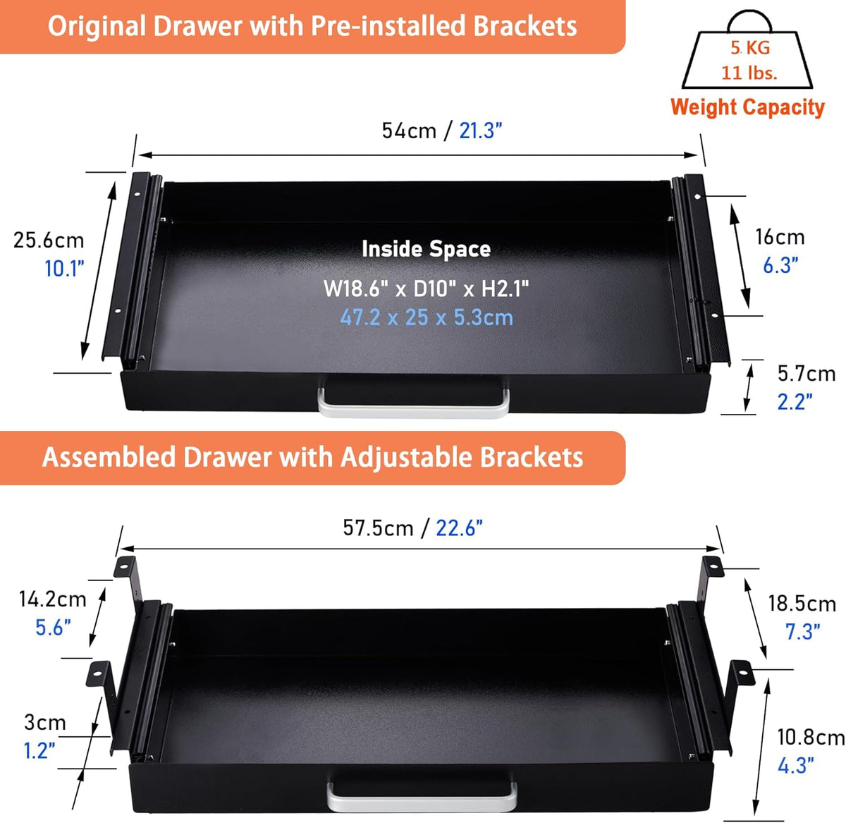 Under Desk Drawer Organizer 21", Large Desk Pencil Storage Drawer