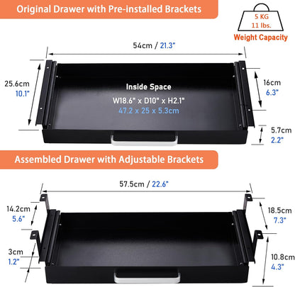 Under Desk Drawer Organizer 21", Large Desk Pencil Storage Drawer