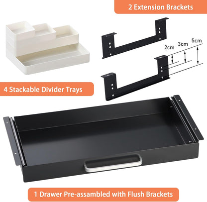 Under Desk Drawer Organizer 21", Large Desk Pencil Storage Drawer