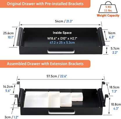 Under Desk Drawer Organizer 21", Large Desk Pencil Storage Drawer