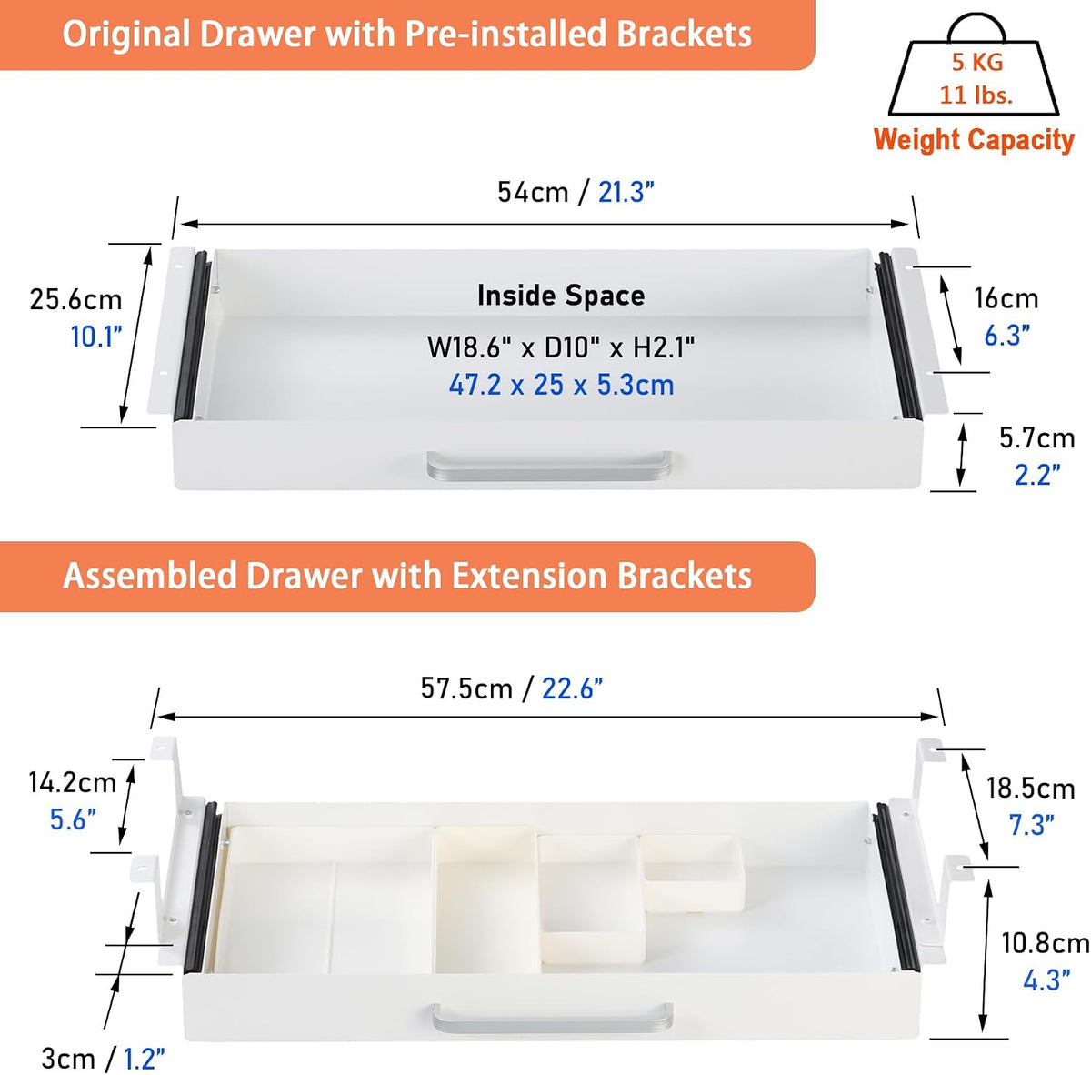Under Desk Drawer Organizer 21", Large Desk Pencil Storage Drawer