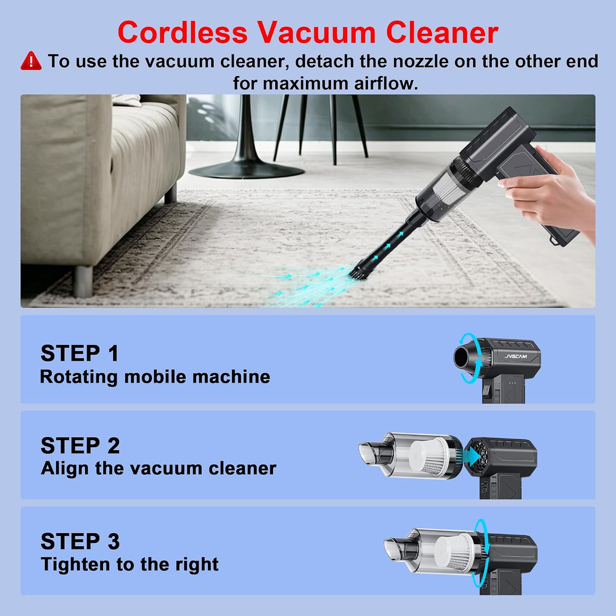 F30 Compressed Air Duster&Vacuum Cleaner,3-in-1 150000RPM Air Blower