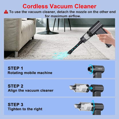 F30 Compressed Air Duster&Vacuum Cleaner,3-in-1 150000RPM Air Blower