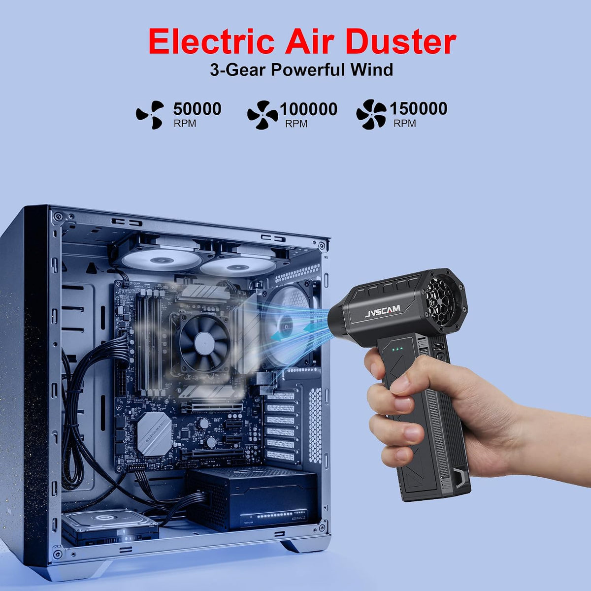 F30 Compressed Air Duster&Vacuum Cleaner,3-in-1 150000RPM Air Blower