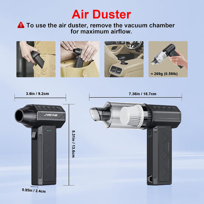 F30 Compressed Air Duster&Vacuum Cleaner,3-in-1 150000RPM Air Blower
