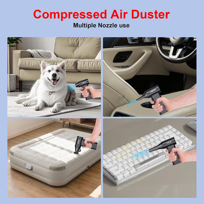 F30 Compressed Air Duster&Vacuum Cleaner,3-in-1 150000RPM Air Blower