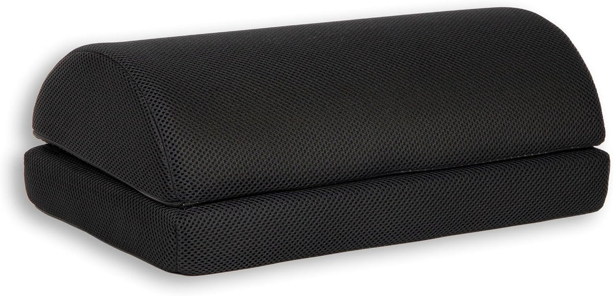 Air-Cloud Memory Foam Under Desk Footrest, Ergonomic Support for Back, Hip, Legs, Knees & Feet, Adjustable Height, Memory Foam, Black
