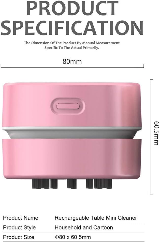 Desktop Vacuum Cleaner,Mini Table dust Sweeper Energy Saving,High Endurance up to 400 mins,Cordless&360º Rotatable Design for Cleaning Hairs,Crumbs,Computer Keyboard (Pink Charging)