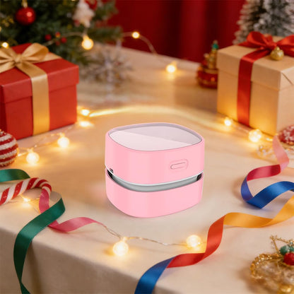 Desktop Vacuum Cleaner,Mini Table dust Sweeper Energy Saving,High Endurance up to 400 mins,Cordless&360º Rotatable Design for Cleaning Hairs,Crumbs,Computer Keyboard (Pink Charging)