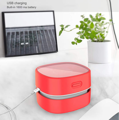 Desktop Vacuum Cleaner,Mini Table dust Sweeper Energy Saving,High Endurance up to 400 mins,Cordless&360º Rotatable Design for Cleaning Hairs,Crumbs,Computer Keyboard (Pink Charging)