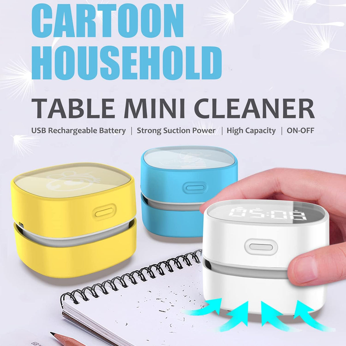 Desktop Vacuum Cleaner,Mini Table dust Sweeper Energy Saving,High Endurance up to 400 mins,Cordless&360º Rotatable Design for Cleaning Hairs,Crumbs,Computer Keyboard (Pink Charging)