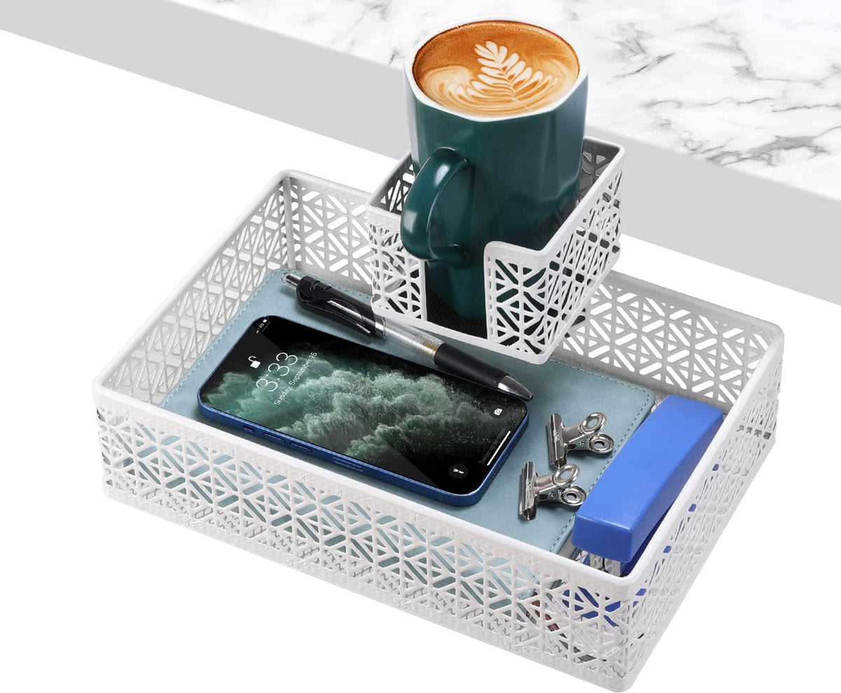 Under Desk Drawer, Clamp on Desk Organizer Cup Holder Hanging Desk Storage
