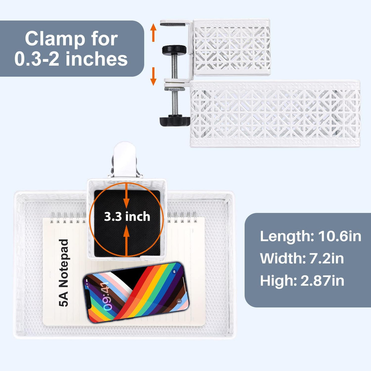 Under Desk Drawer, Clamp on Desk Organizer Cup Holder Hanging Desk Storage