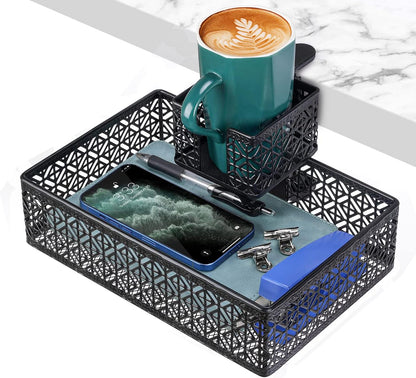 Under Desk Drawer, Clamp on Desk Organizer Cup Holder Hanging Desk Storage