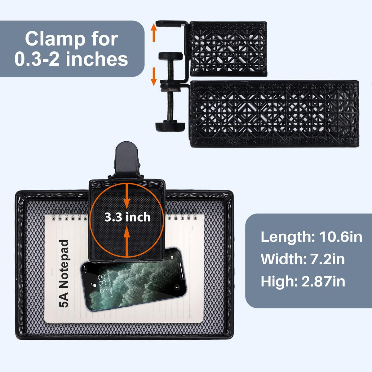 Under Desk Drawer, Clamp on Desk Organizer Cup Holder Hanging Desk Storage