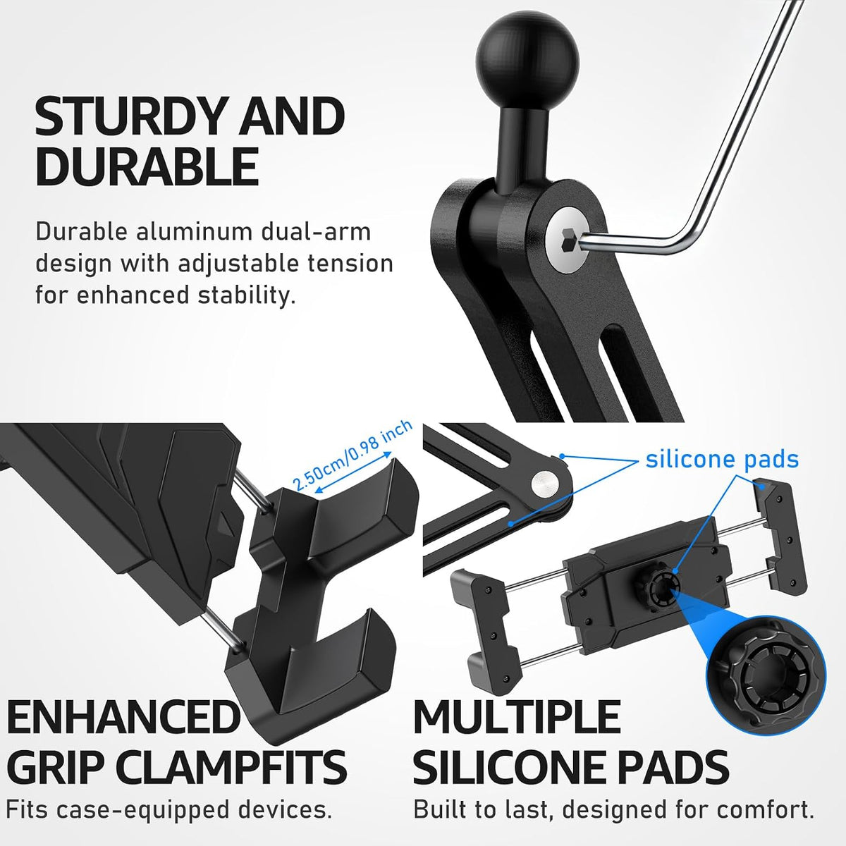 Tablet Stand for Desk, Adjustable iPad Holder for Bed, 4.7"-15.6"