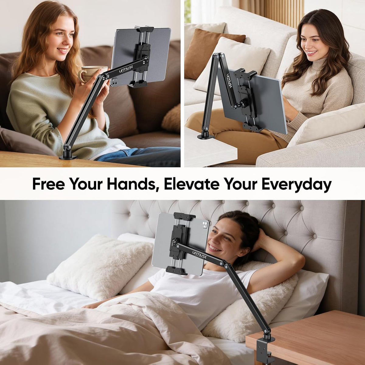 Tablet Stand for Desk, Adjustable iPad Holder for Bed, 4.7"-15.6"