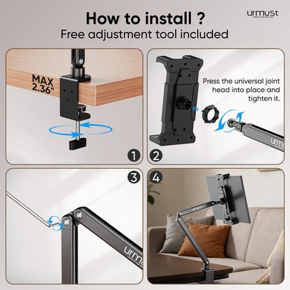 Tablet Stand for Desk, Adjustable iPad Holder for Bed, 4.7"-15.6"