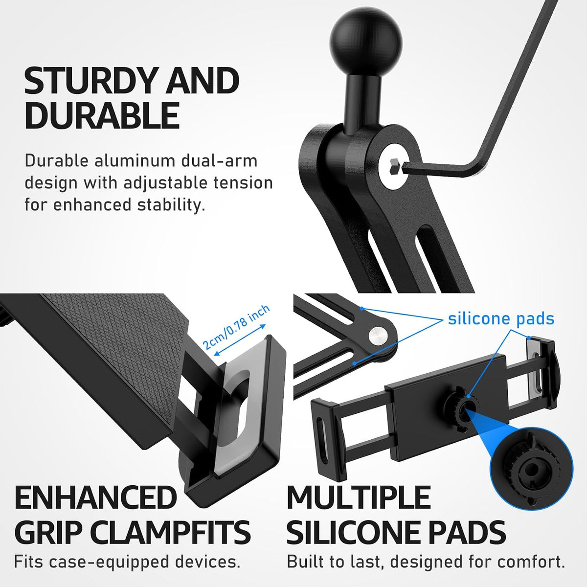Tablet Stand for Desk, Adjustable iPad Holder for Bed, 4.7"-15.6"